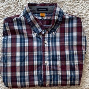 Tailor Vintage Red & Blue Plaid Dress Shirt Large